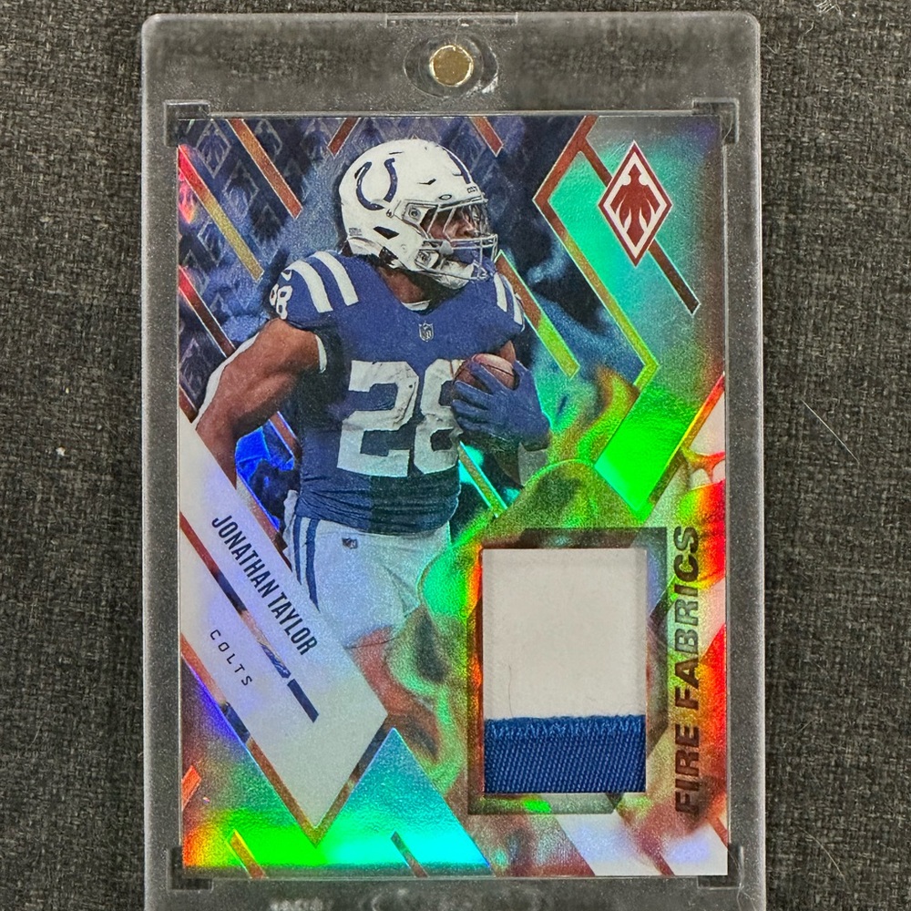 Jonathan Taylor Panini Fire Fabrics Two color patch Card